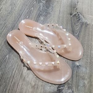 Chinese laundry studed sandals nude